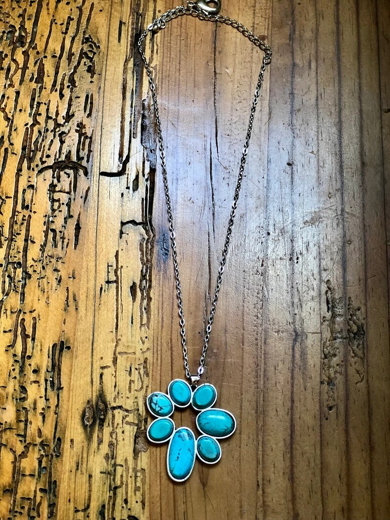 Squash Blossom Naja Turquoise Natural Stone Pendant Necklace Etsy