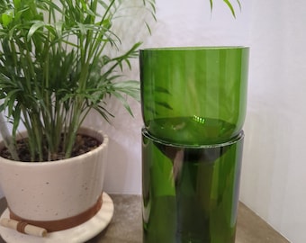 Handcut Glass Bottle Self Watering Planters