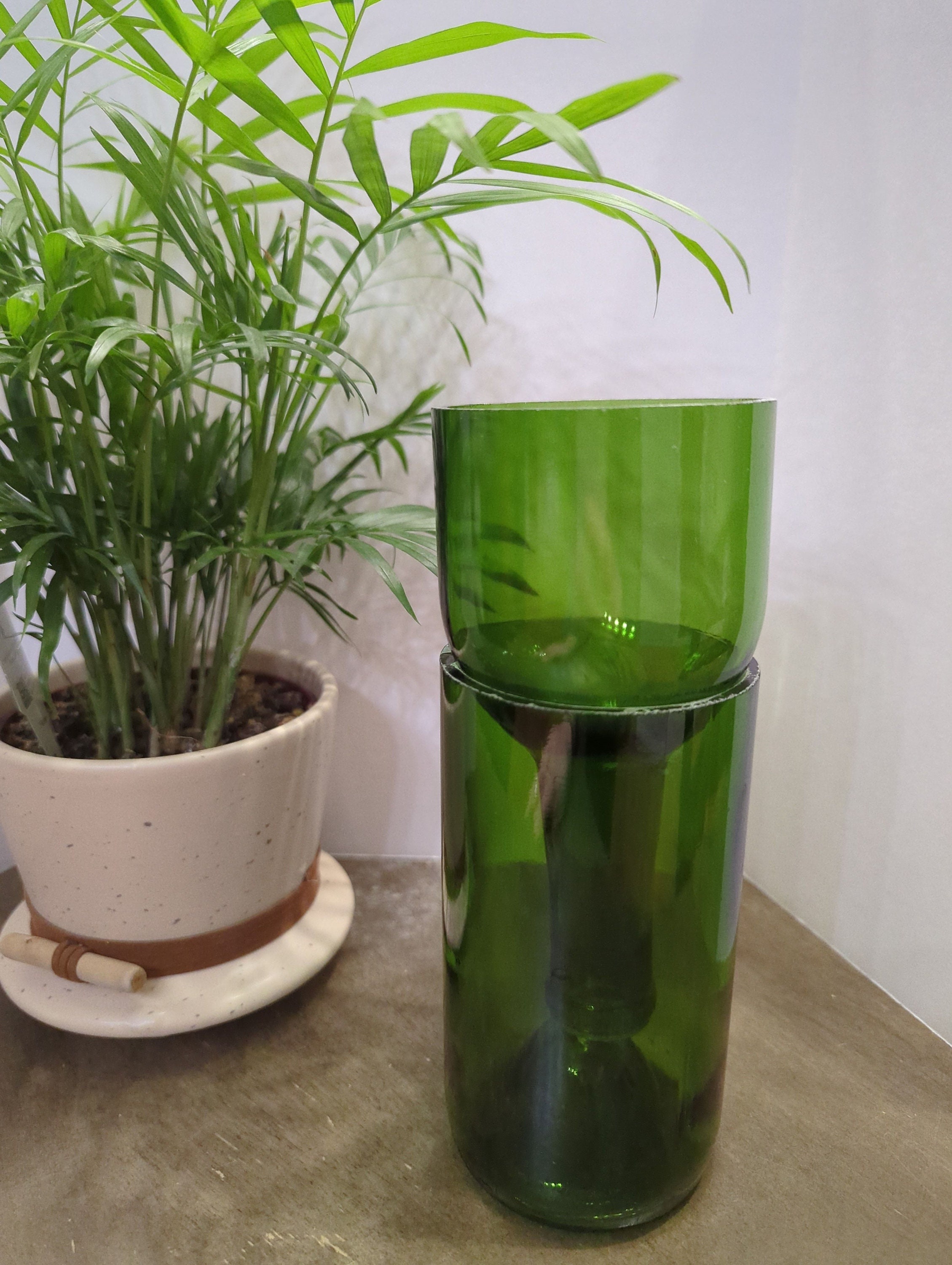 Handcut Glass Bottle Self Watering Planters - Etsy