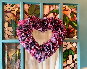 Boho Heart Wreath: Multicolored Sari Silk Fabric, Shabby Chic Decor