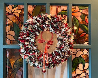 Boho Fabric Rag Wreath: Shabby Chic Sari Silk Home Decor