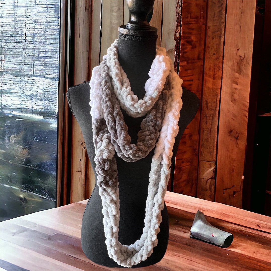 Velvet Finger Knit Infinity Skinny Scarf - Etsy