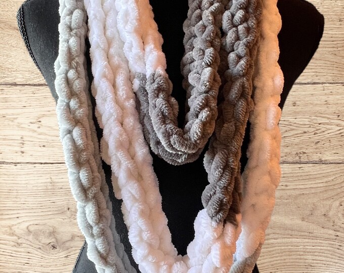 Velvet Finger Knit Infinity Skinny Scarf - Etsy
