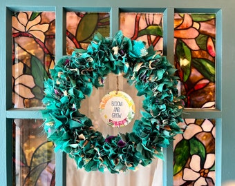 Boho Sari Silk Rag Wreath: Multicolored Bohemian Home Decor