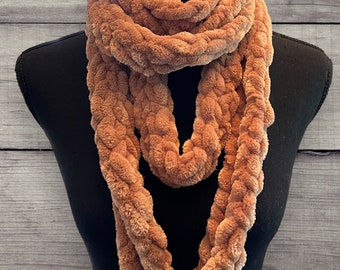 Velvet Finger Knit Infinity Skinny Scarf