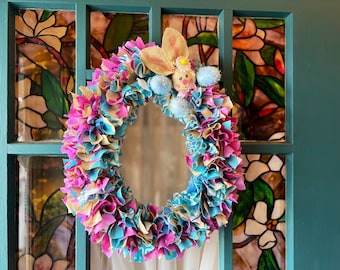 Boho Fabric Rag Wreath: Multicolored Sari Silk, Upcycled Home Decor