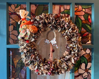 Boho Sari Silk Rag Wreath: Multicolored Bohemian Home Decor