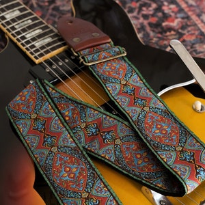 Noosa vintage retro guitar strap 'Genuine leather ends'