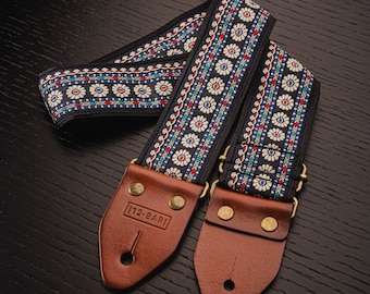 NEUER Daisy Vintage Custom handgemachter Gitarrengurt, Echte Lederenden