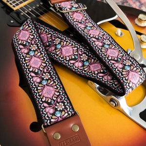 Rosebery vintage retro guitar strap "Genuine leather ends"