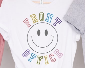 Front Office Shirt PNG/SVG, Retro Smiley Women School Staff Digital Download, Admin/Secretary/Receptionist Cute Design for Tshirts