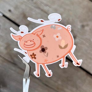 Vinyl Pig Sticker | Pig & Flowers Sticker | Cute Vinyl Stickers | Pretty Floral Art | laptop and Phone decal | Sticker for laptop and phone