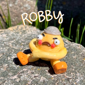 Spud Bud Robby | Funny, Cute Hand-Sculpted Figurine With Crocs | Silly Handmade Clay Sculpture For Desk & Shelf | Desk Buddy Shelf Accessory