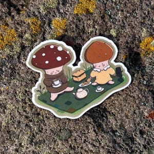 Mushroom Sticker | Nature Sticker | Cute Vinyl Stickers | Picnic Sticker | Happy Vinyl Mushroom Sticker for phone, laptop | Mushrooms decals