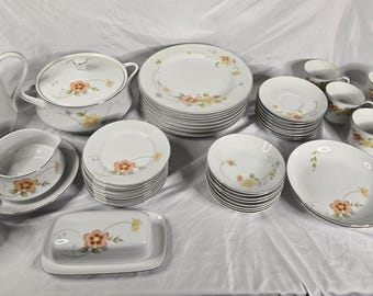 Vintage Annabelle Fine China Replacement Pieces | Dinner Plates, Cups, Saucers, Coffee Pot, Butter Dish, Creamer & Sugar