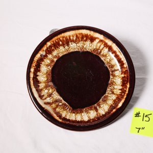 Vintage Pfaltzgraff Gourmet Brown Drip Glaze Bread/Salad plate 6 7/8&quot;, mid century modern / 9 AVAILABLE