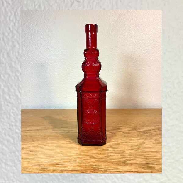 Red Glass Decanter Etsy