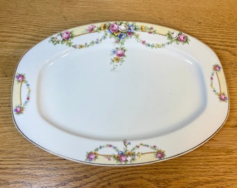 Vintage TK Thuny Thun Czechoslovakia / Bohemian Floral Oval Serving Platter 12&quot;x 8.75&quot;