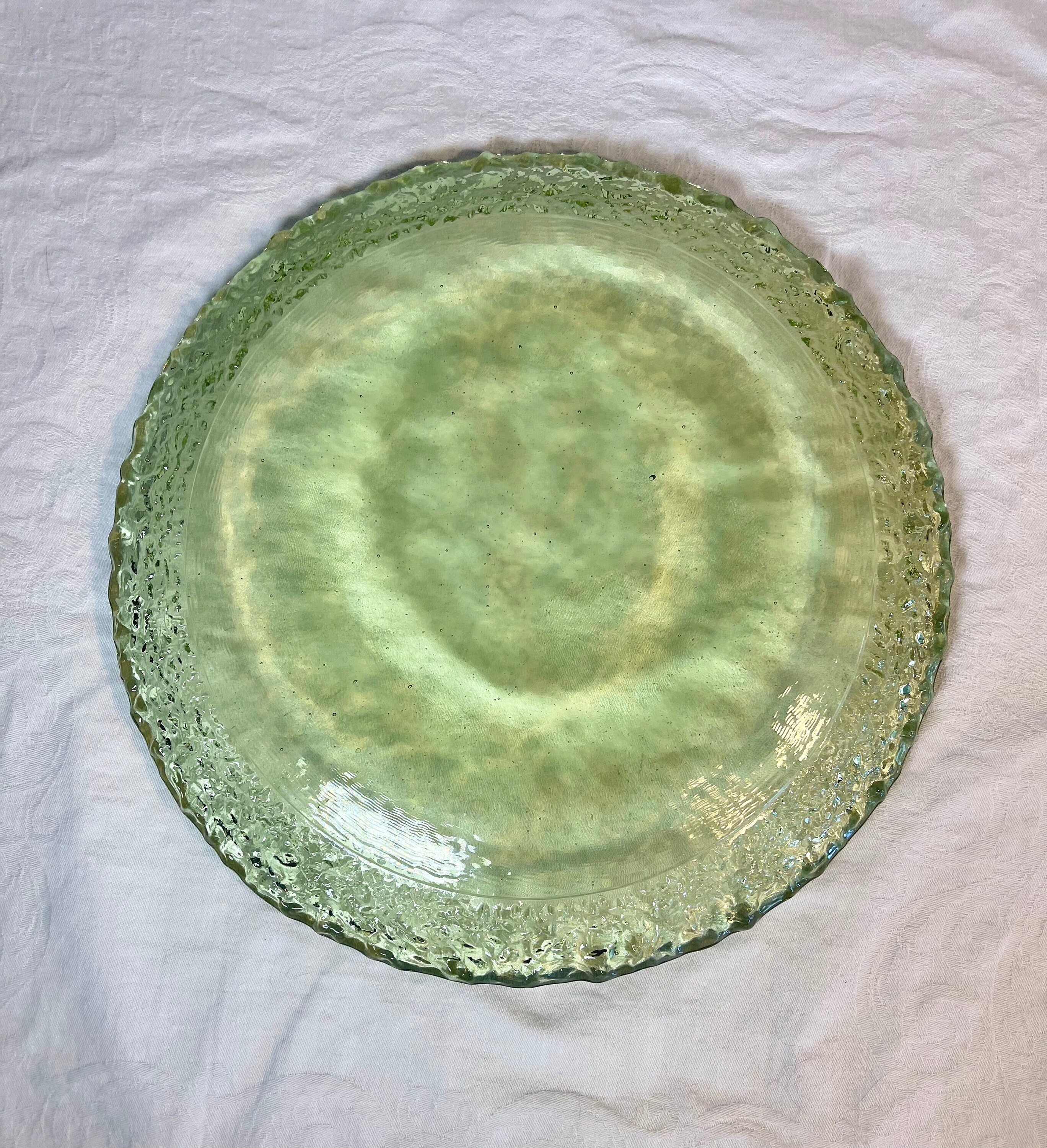 Fire & Light Moonstone 11 Inch Plate Recycled Glass Retired Line Made