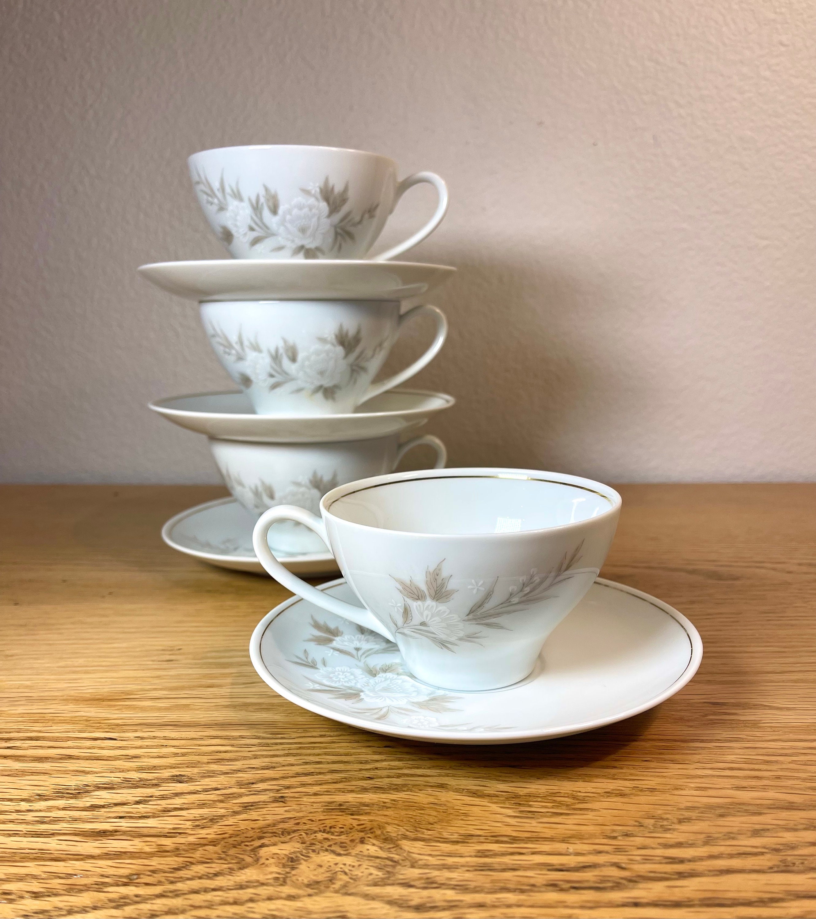 Vintage 60’s Noritake Belda 6342  Tea Cups And Saucers A242  SET OF 4