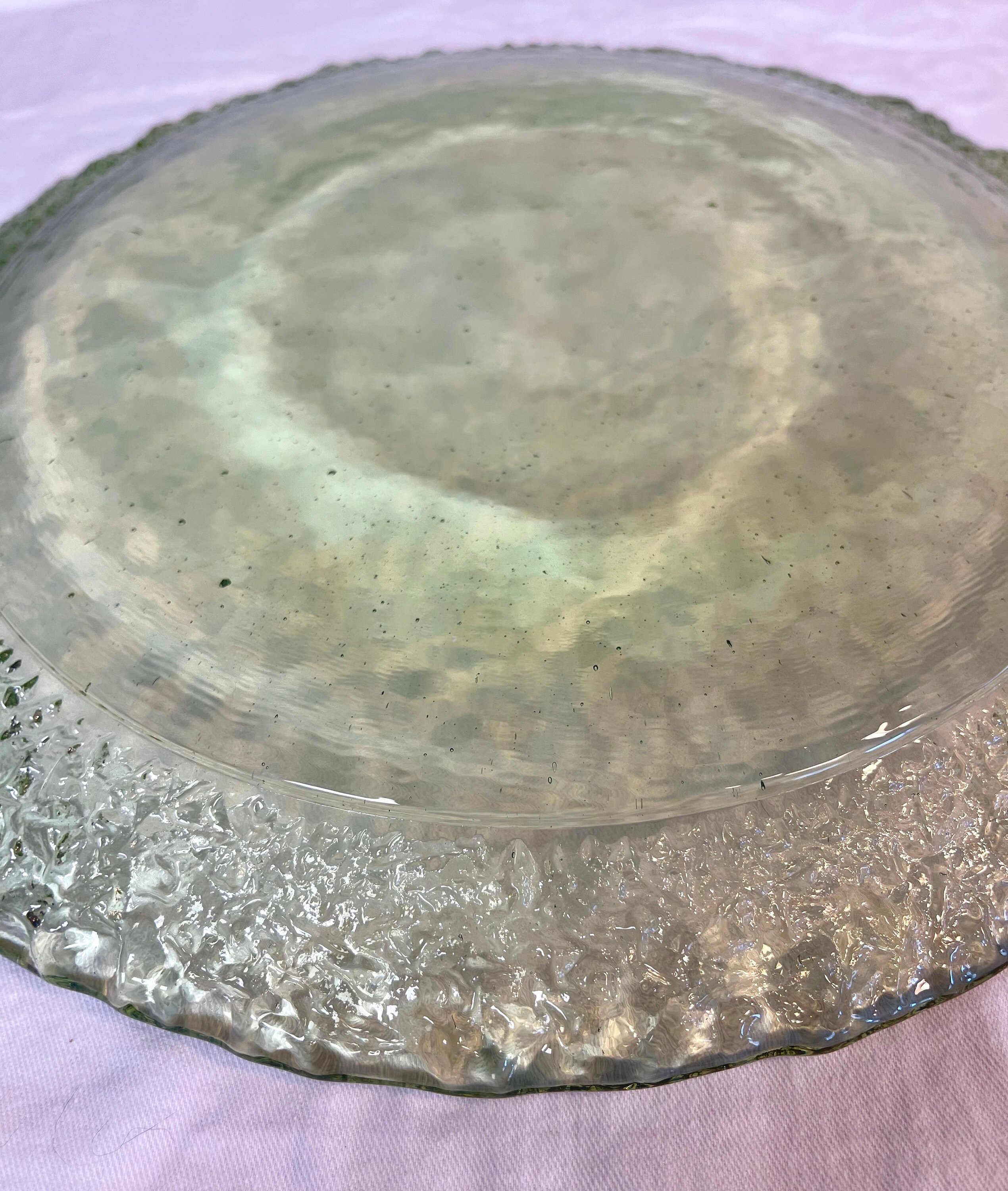 Fire & Light Moonstone 11 Inch Plate Recycled Glass Retired Line Made