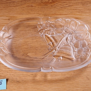 Mikasa Vintage Holiday Bells embossed glass Christmas candy/serving dish 10.25 x 7&quot;  Perfect for the Holidays!