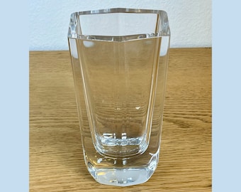 Vintage Heavy Kosta Boda Crystal Vase   B. Edenfalk  Colonna 1986   1980's art glass