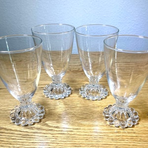 4 Vintage Boopie 1950s Anchor Hocking Clear Water Goblet - Vintage Berwick Pattern Red Wine Dessert Cocktail Glasses - MCM