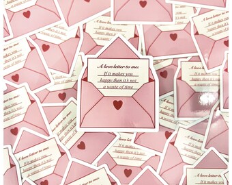Pink and red self love envelope vinyl sticker
