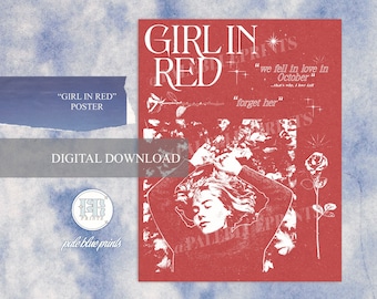 girl in red digital poster, digital download