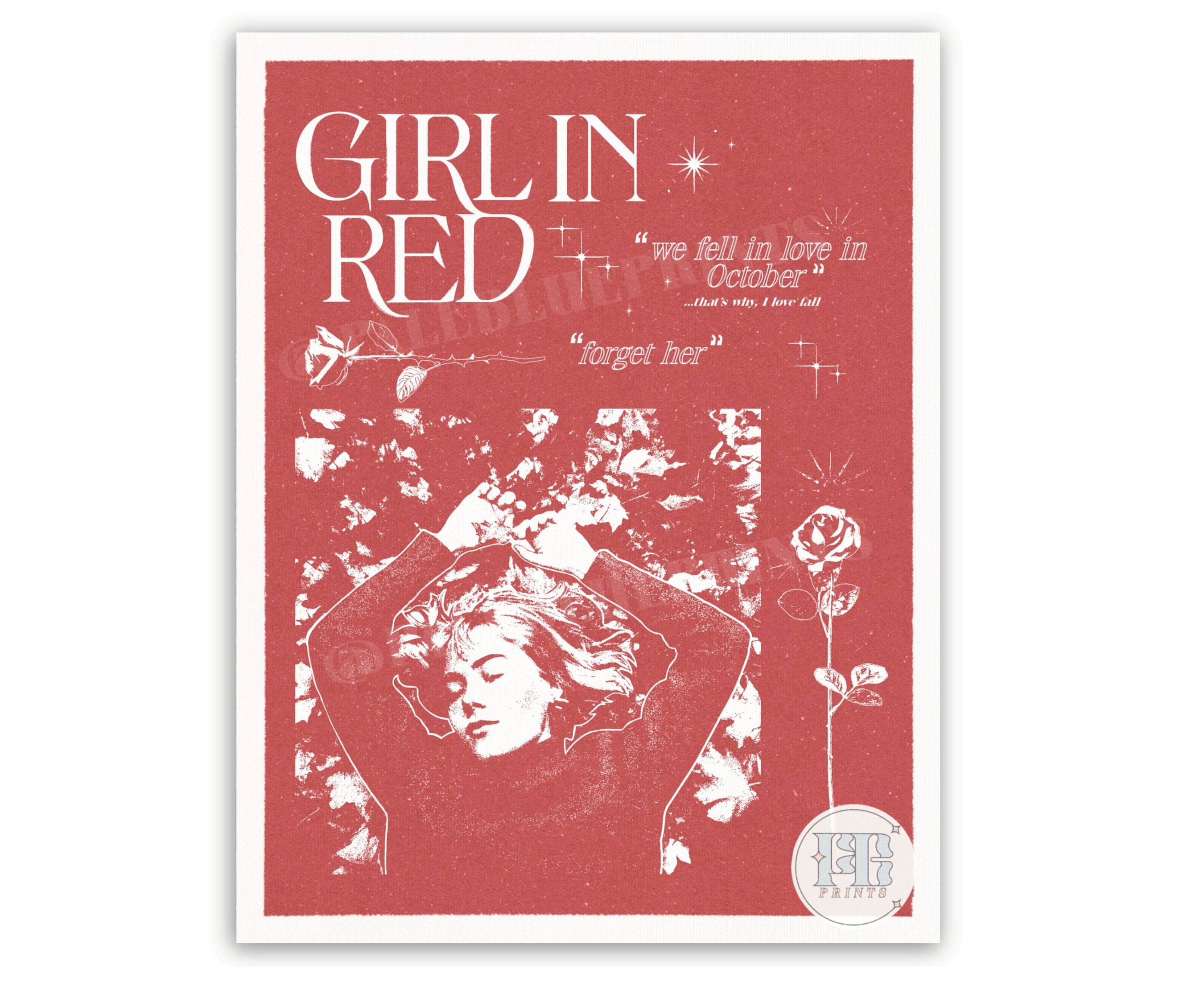 Discover Girl In Red Retro-Stil Poster