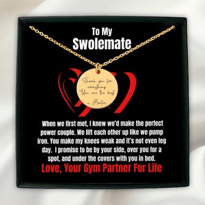 Collier à message personnalisé Pour partenaire de sport Swolemate Carte à message Bijoux Cadeau