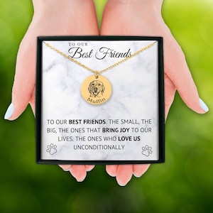 Confezione regalo personalizzata con nome di faccia di cane, collana di gioielli, biglietto di auguri per proprietari di cani e amanti dei cani