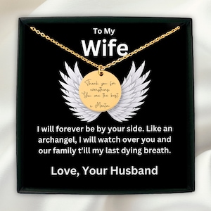 Como un arcángel/a la esposa mensaje personalizado moneda collar mensaje tarjeta regalo
