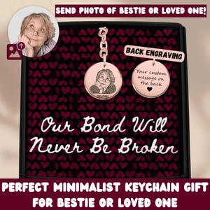 Carte de message personnalisée avec porte-clés pour meilleur ami avec graphisme personnalisé - Cadeau d'anniversaire pour meilleur ami, porte-clé pour meilleure amie, cadeau pour meilleure amie, bijoux pour meilleure amie
