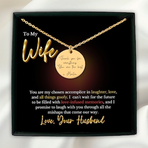 Complice nelle risate / A mia moglie Messaggio personalizzato Collana con moneta Biglietto regalo