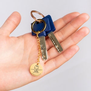 Personalisierte Geburt Details Schlüsselbund Schmuck Geschenk für Baby Shower neue Eltern Erstgeborene