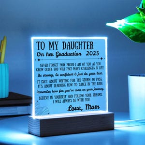 Acrylic Grad Gift Daughter, Message Card from Mom, Keepsake Plaque for High School or College Grad Girl, Custom 2025 Gift