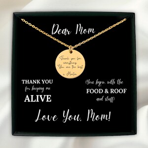 Keeping Me Alive / To Mom Mensaje personalizado Collar de monedas Tarjeta de mensaje Regalo