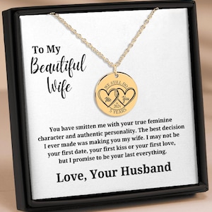Mi hai colpito - Regalo per il quinto anniversario, biglietto di auguri personalizzato con collana e moneta di matrimonio, regalo emotivo e sentimentale per la moglie