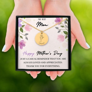 Biglietto personalizzato con nome fiore di nascita, collana, messaggio, per la festa della mamma/regalo per mamma, moglie