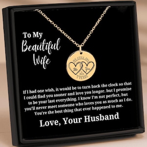 Se avessi un desiderio - Regalo per il quinto anniversario, biglietto di auguri personalizzato con collana e moneta di matrimonio, regalo emotivo e sentimentale per la moglie