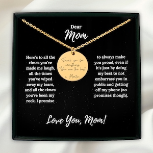 Versprechen, Sie stolz zu machen | Liebe Mama personalisierte Nachricht Münze Halskette Nachricht Karte Geschenk