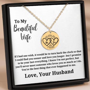 If I Had One Wish - 5-jarig jubileumcadeau, gepersonaliseerde huwelijksmunt ketting sieraden tekstkaartje, emotioneel sentimenteel cadeau voor vrouw