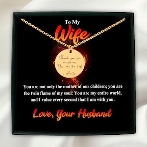 Llama gemela de mi alma a mi esposa mensaje personalizado moneda collar joyería mensaje tarjeta regalo