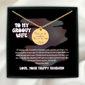 A mi esposa maravillosa / Mensaje personalizado Collar de monedas Tarjeta de mensaje Regalo