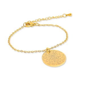 Regalo personalizzato con braccialetto con mappa stellare per lei, regalo per la fidanzata, regalo per baby shower per la nuova mamma
