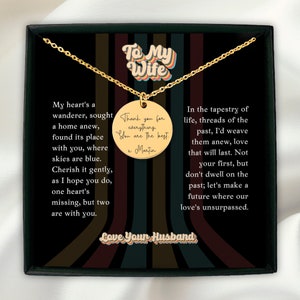 En el tapiz de la vida/a la esposa mensaje personalizado moneda collar mensaje tarjeta regalo