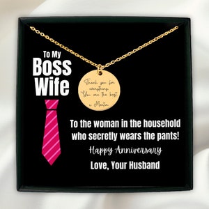 Al mio capo moglie messaggio personalizzato collana con moneta biglietto messaggio regalo di gioielli