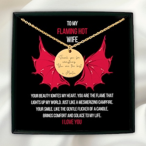 A mi esposa llameante CALIENTE / Mensaje personalizado Collar de monedas Tarjeta de mensaje Regalo